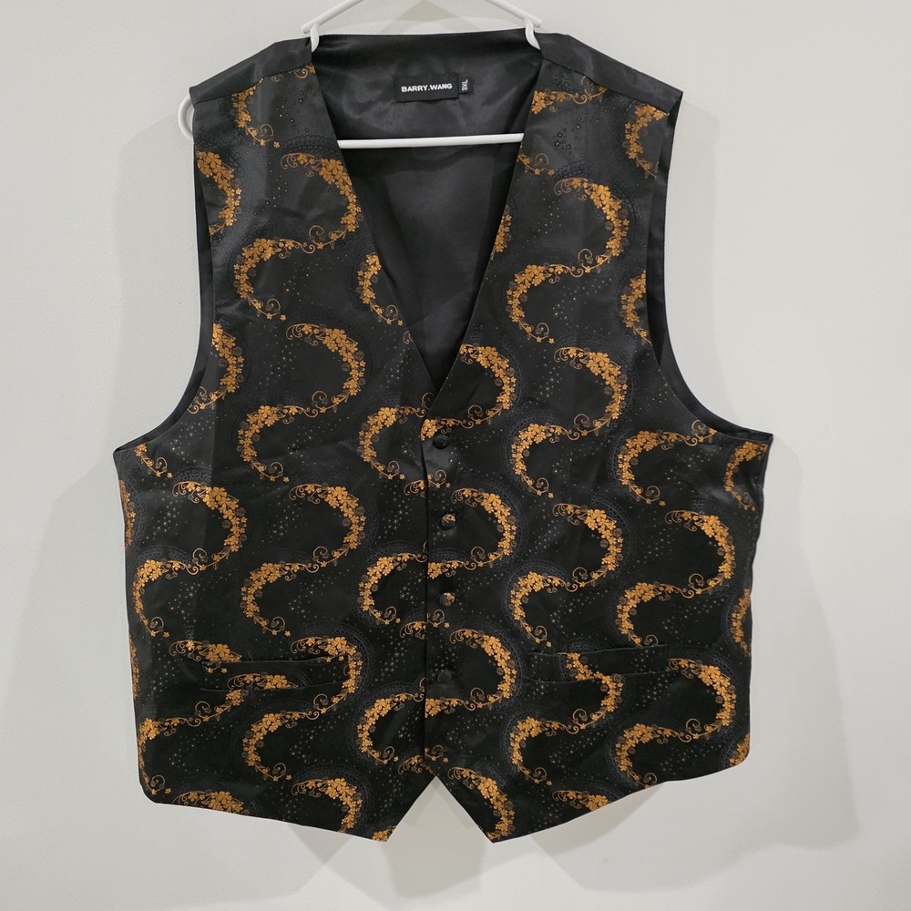 Barry Wang Mens Waist‎ Coat Size 3XL Suit Vest Regency Regal Satin Formal
